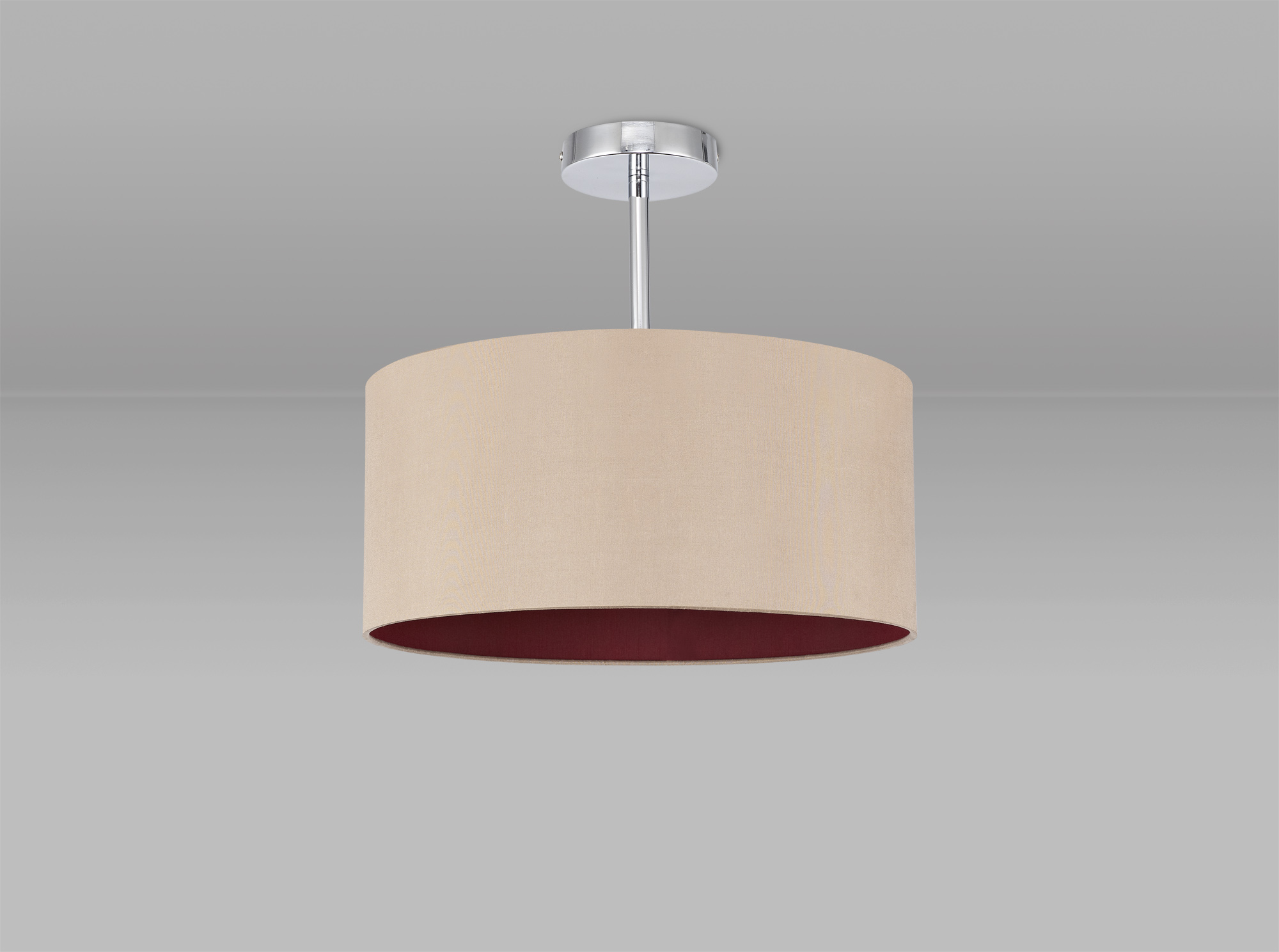 Baymont 40cm Semi Flush 1 Light Polished Chrome, Antique Gold/Ruby DK0092  Deco Baymont